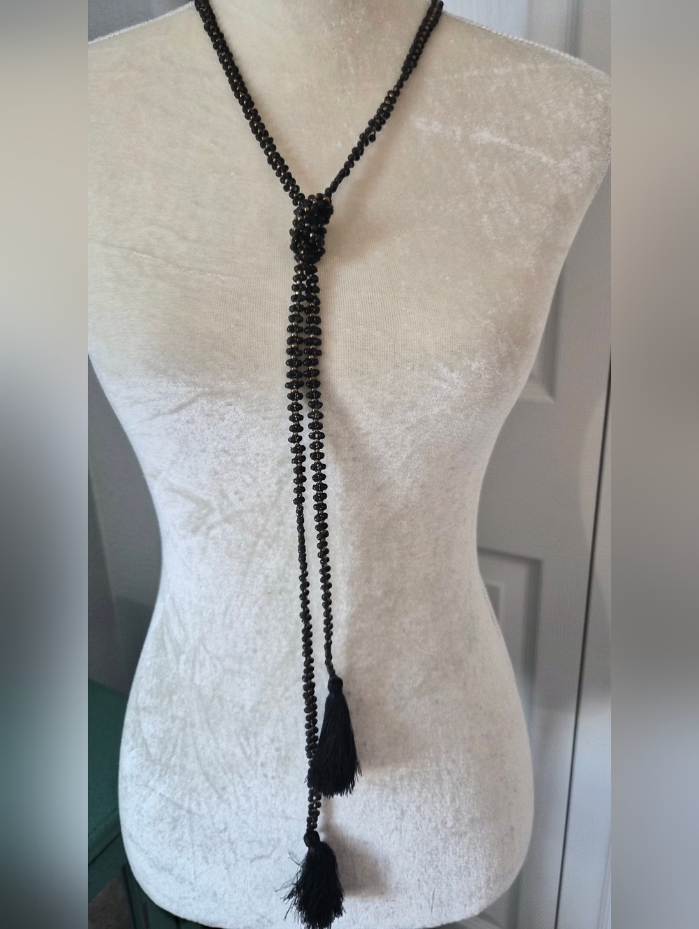Noonday Collection Onyx Lariat Tassel Wrap Necklace Belt